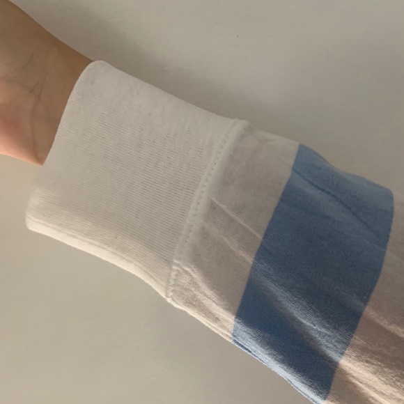 Blue and white striped long-sleeved cotton shirt - Picture 3 of 4